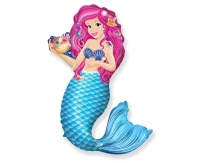 Foil Balloon 24" FX - Mermaid with Shell, packed