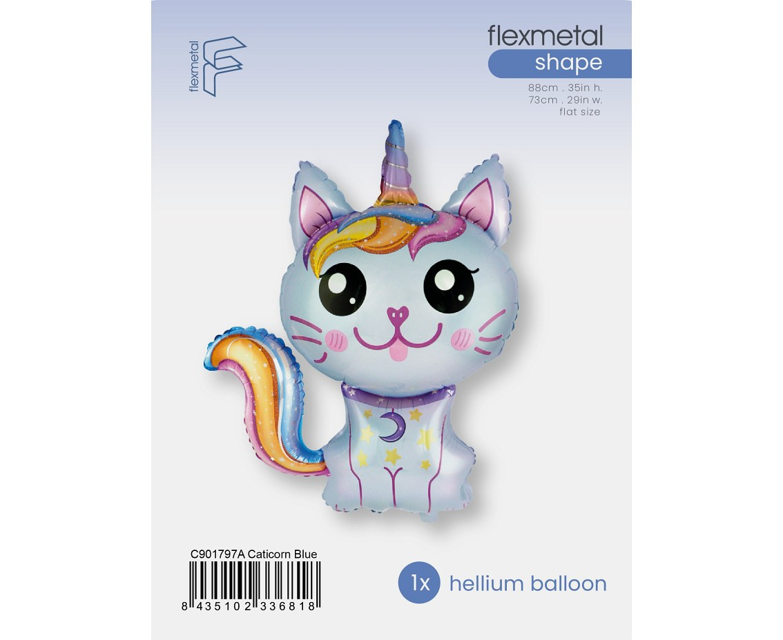 Foil Balloon 24" FX - Magic Cat (blue), packed