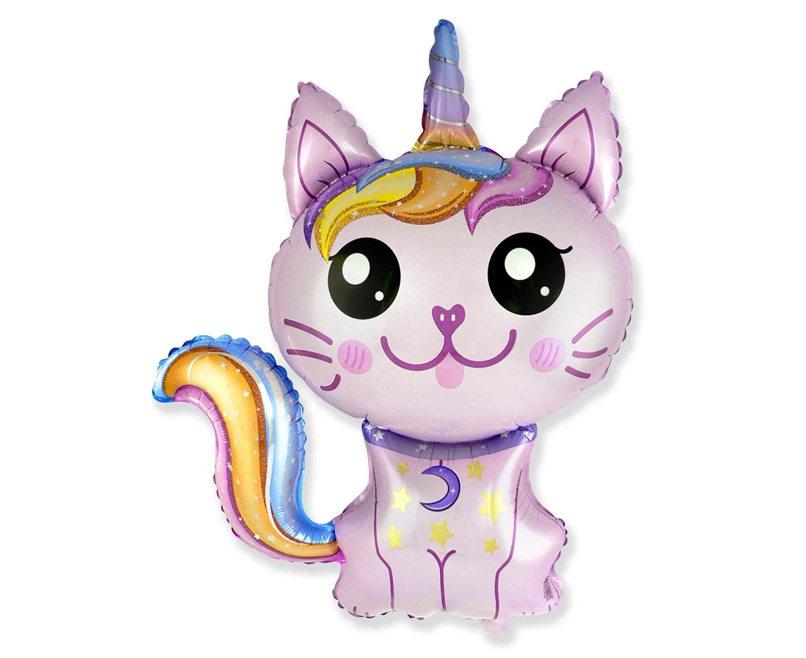 Foil Balloon 24" FX - Magic Cat (pink), packed