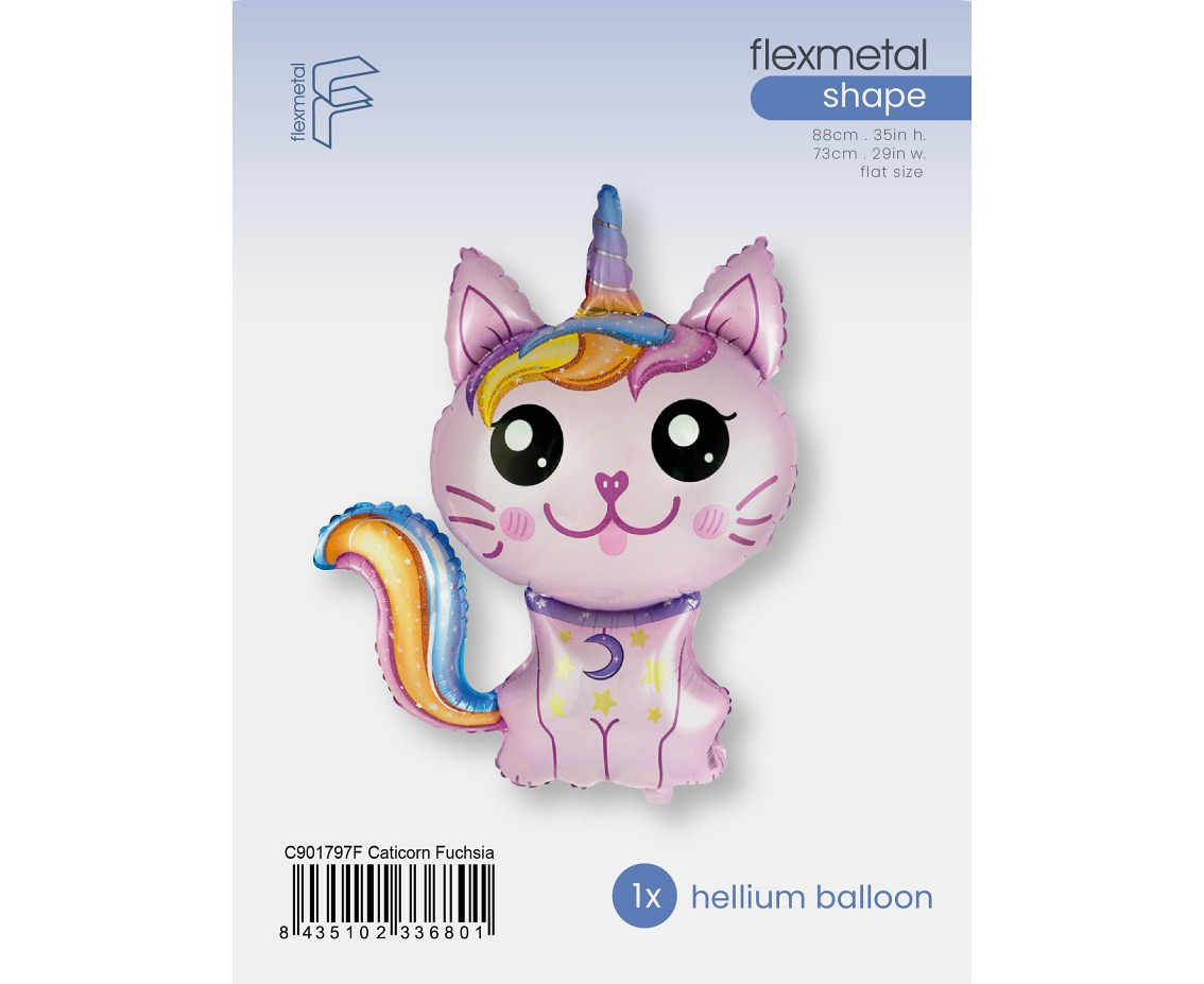 Foil Balloon 24" FX - Magic Cat (pink), packed