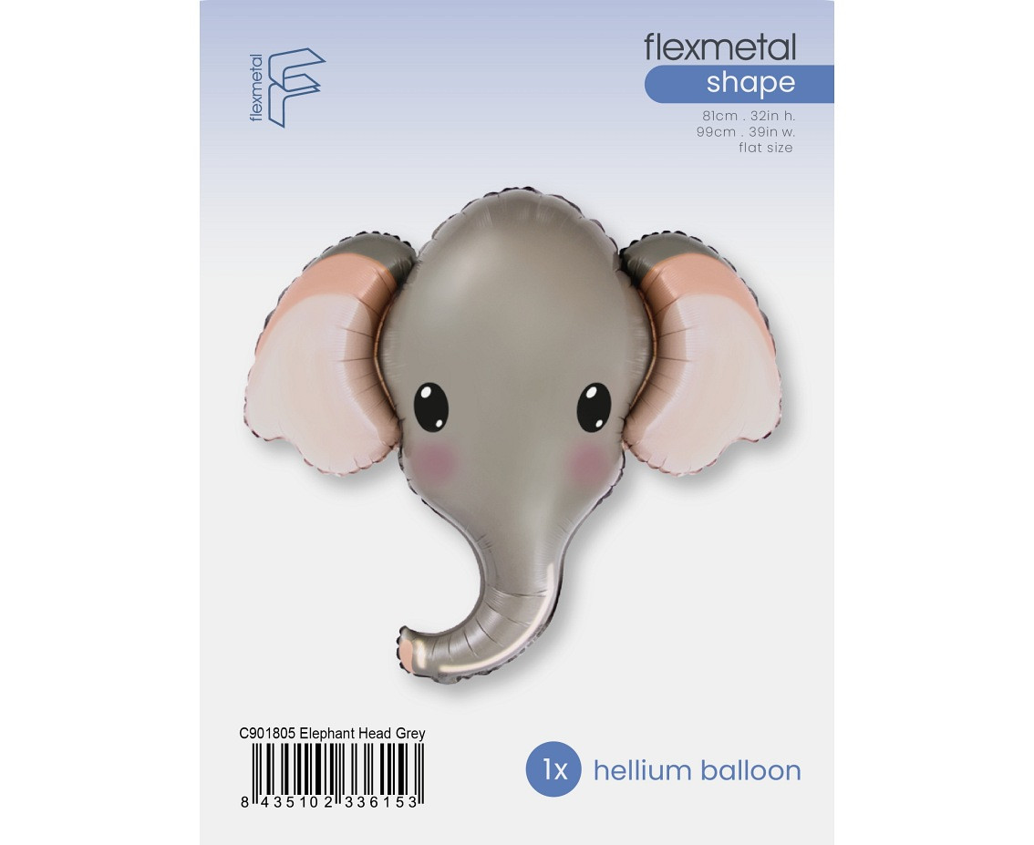 Foil Balloon 24" FX - Elephant (gray), packed EOL