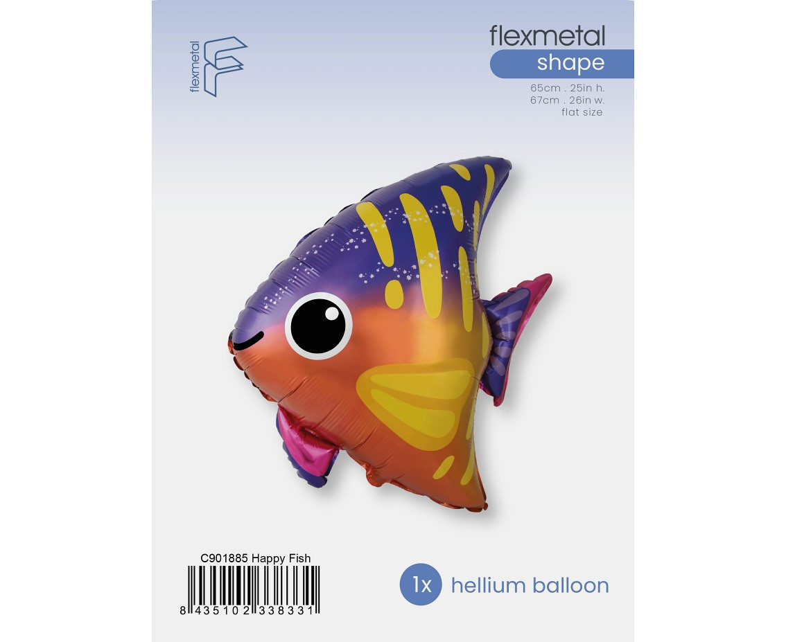Foil Balloon  24" FX - Smiling Fish (Paper Packaging), packed EOL