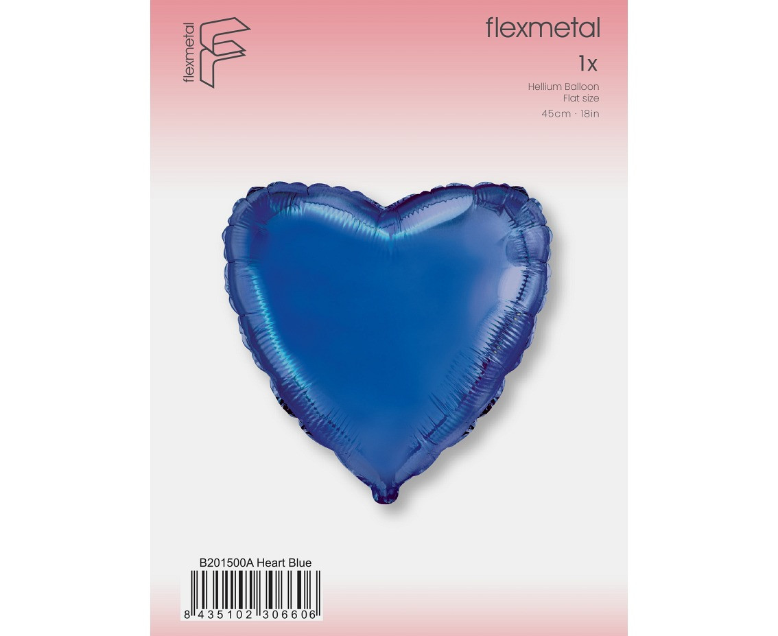 Foil Balloon 18" FX- Heart (blue), packed
