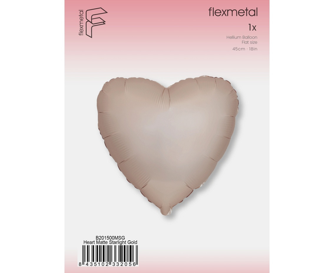 18" FX Foil Balloon - Heart (Matte Starlight Gold), packed