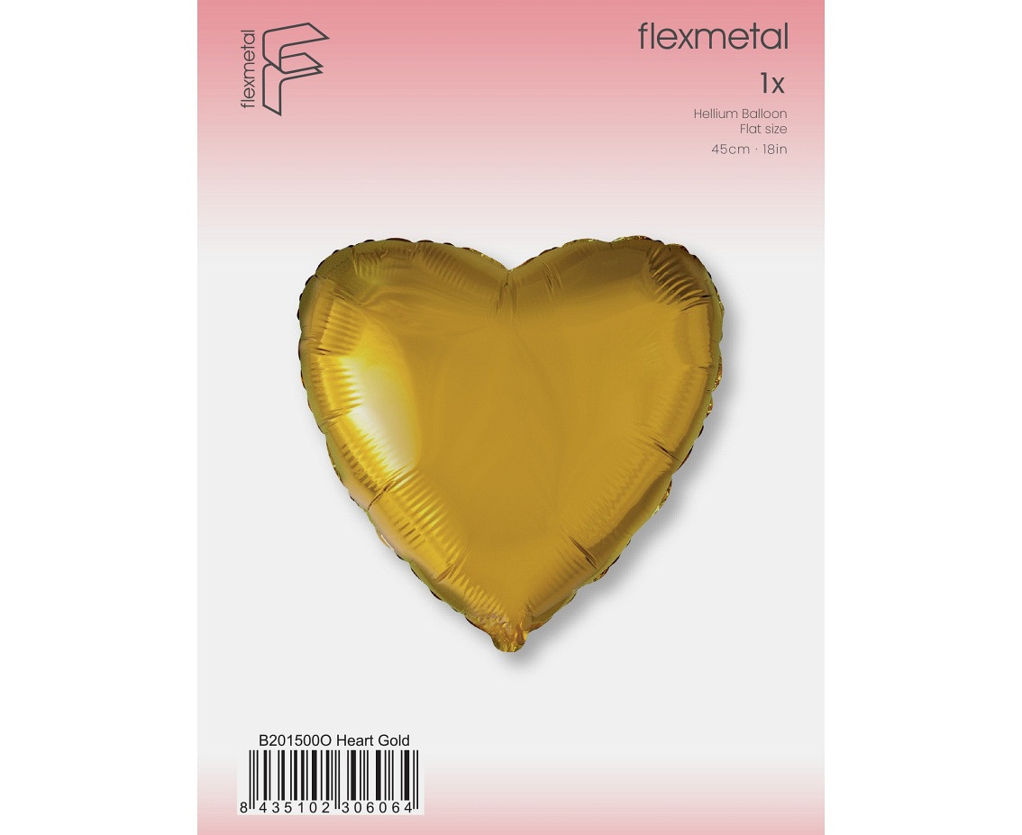 18" FX Foil Balloon - Heart (Gold), packed