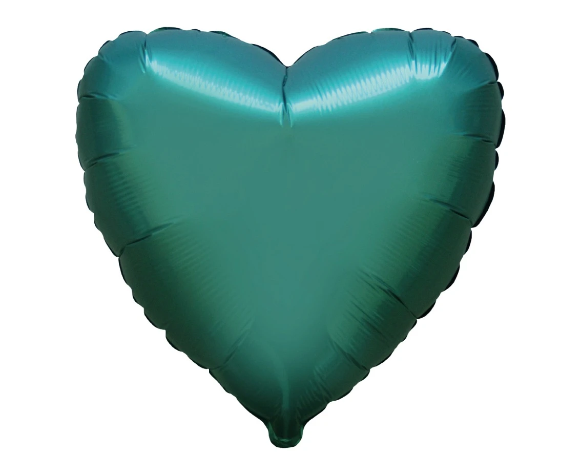 18" FX Foil Balloon - Heart (Satin Dark Green), packed