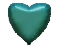 18" FX Foil Balloon - Heart (Satin Dark Green), packed