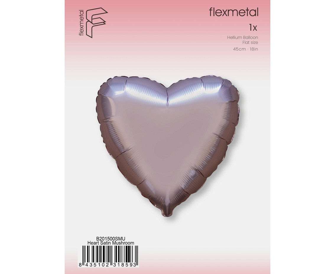 18" FX Foil Balloon - Heart (Satin Mushroom), packed