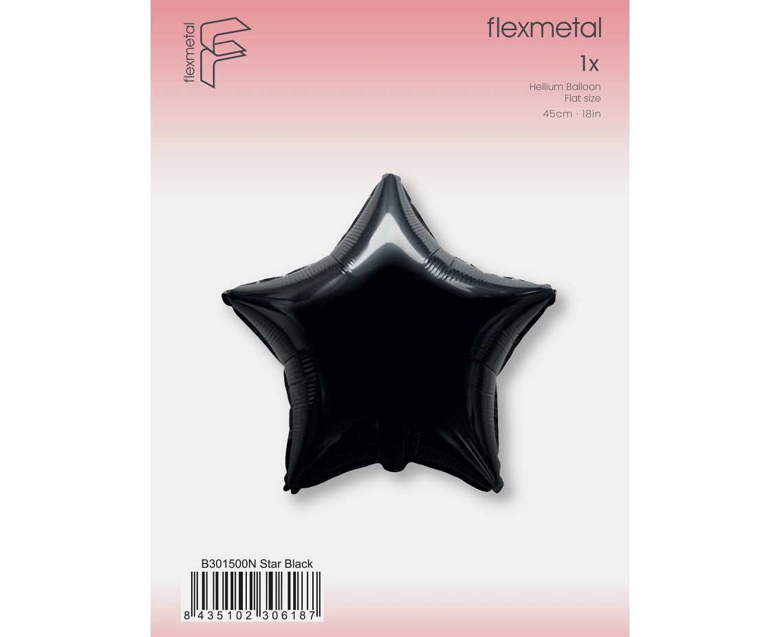 18" FX Foil Balloon - Star (Black), packed