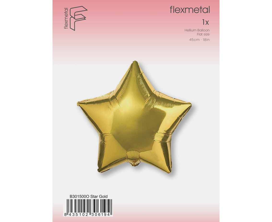 18" FX Foil Balloon - Star (Gold), packed