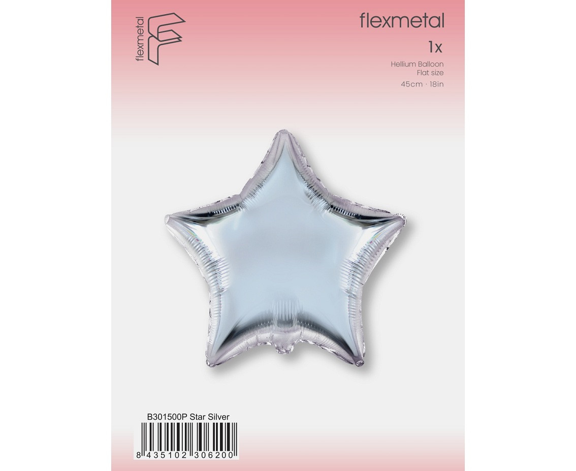 18" FX Foil Balloon - Star (Silver), packed