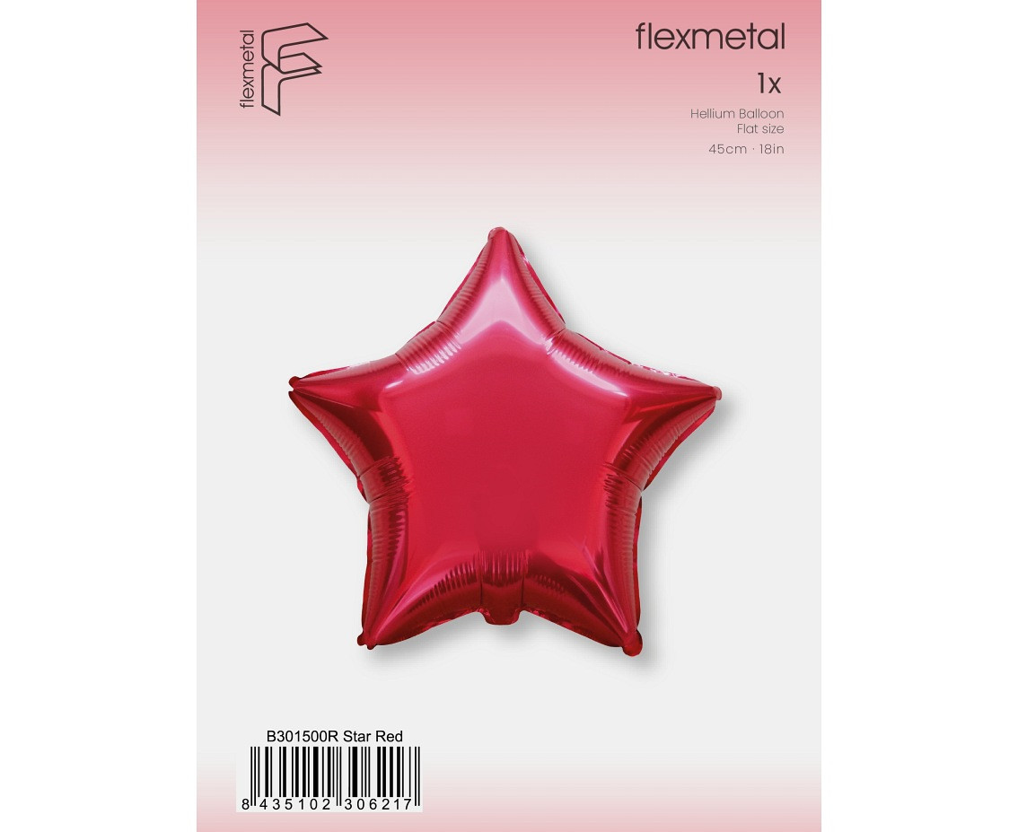18" FX Foil Balloon - Star (Red), packed