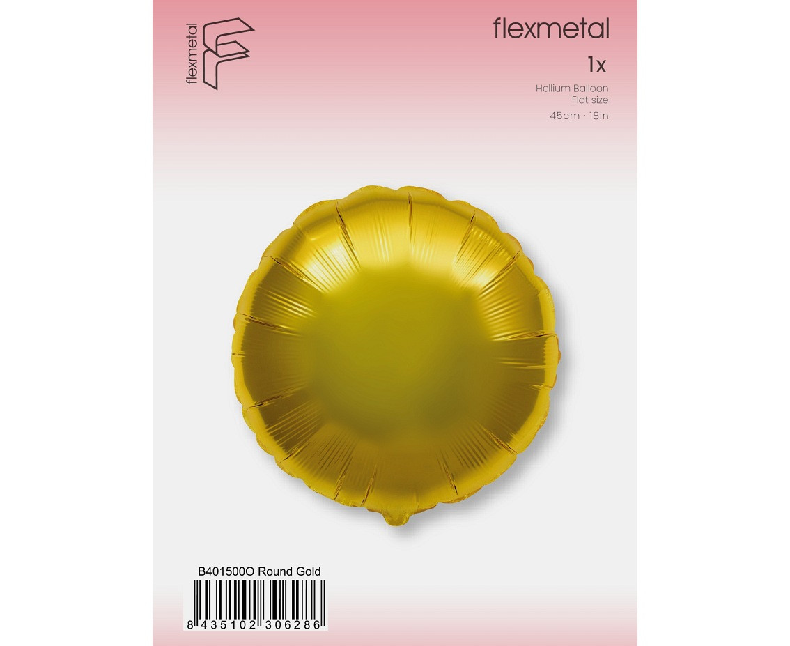 Foil Balloon 18" FX- Round (Gold), packed