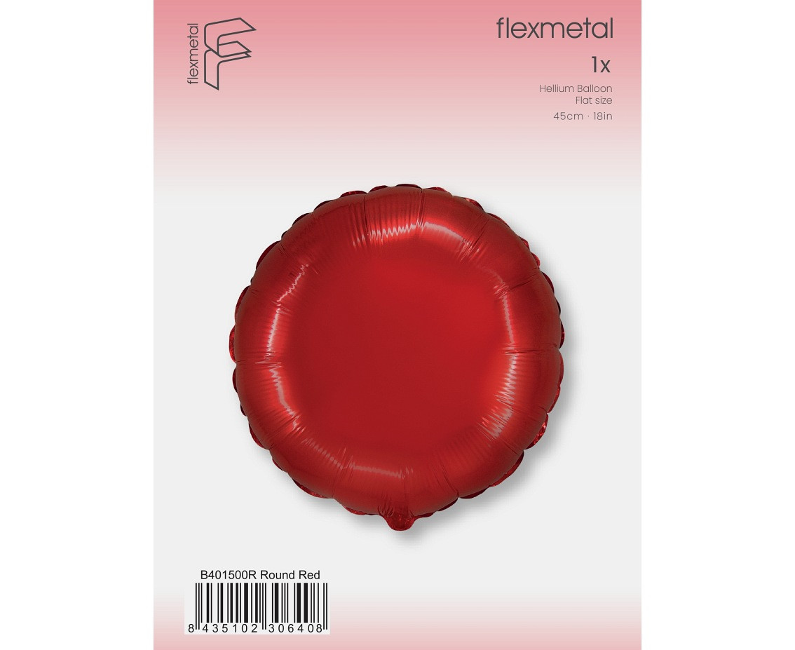 18" FX Foil Balloon - Round (Red), packed