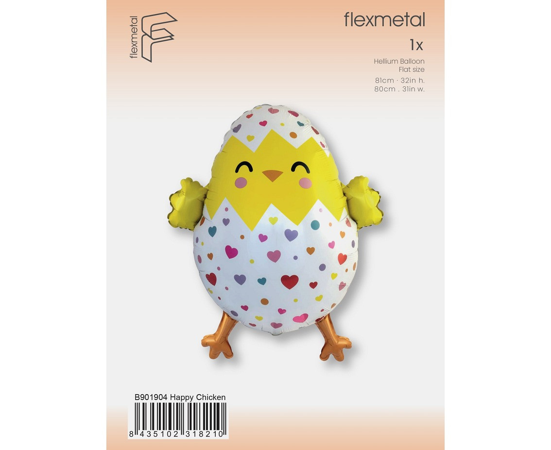 Foil Balloon 24" FX - Happy Chicken, packed