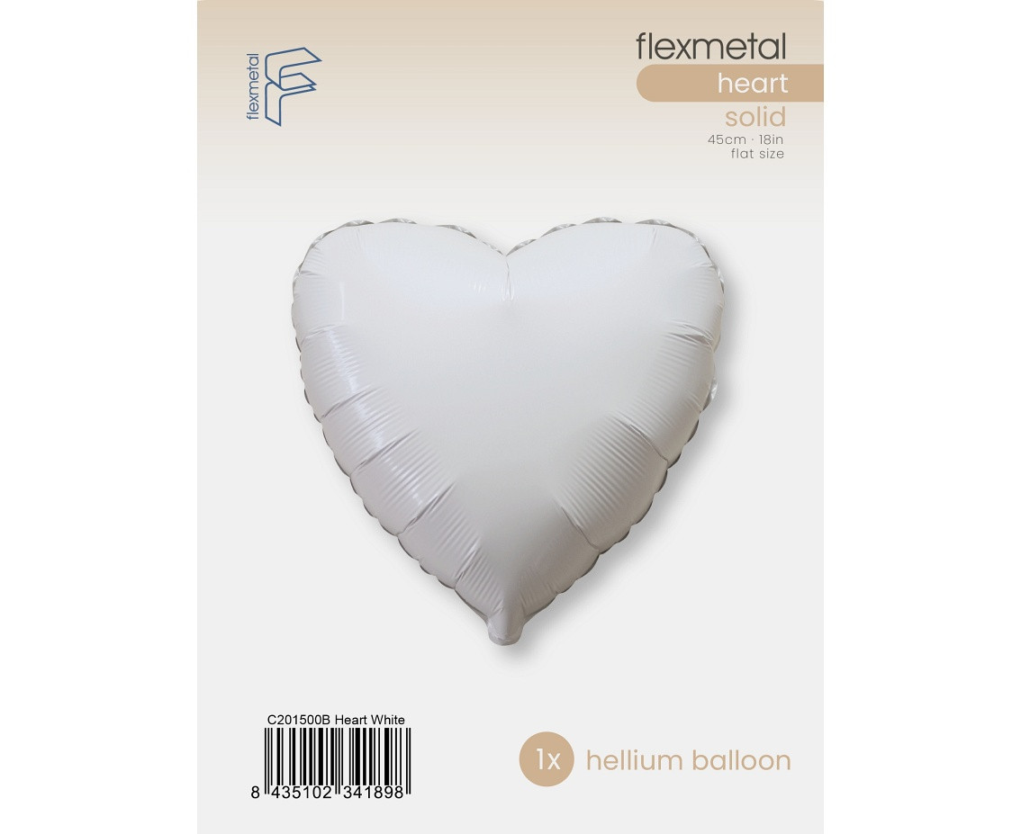 Foil Balloon 18" FX- Heart (White), packed