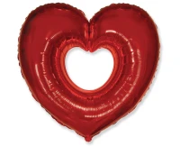 24" FX Foil Balloon - Open Heart, Red, packed