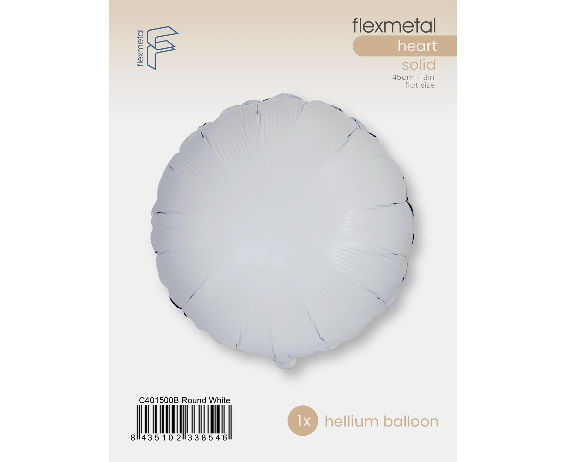 Foil Balloon 18" FX - Round (White), packed