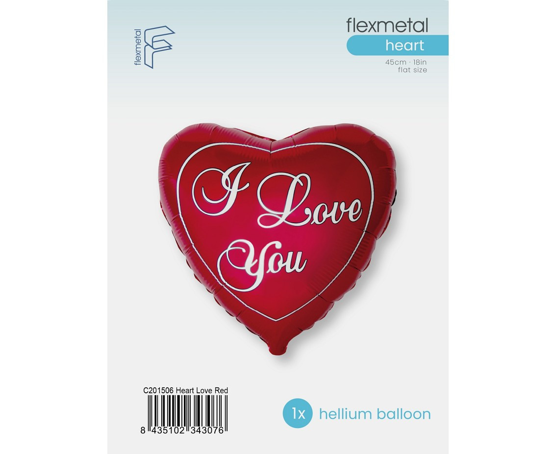 Foil Balloon 18" FX - I Love You - red, packed