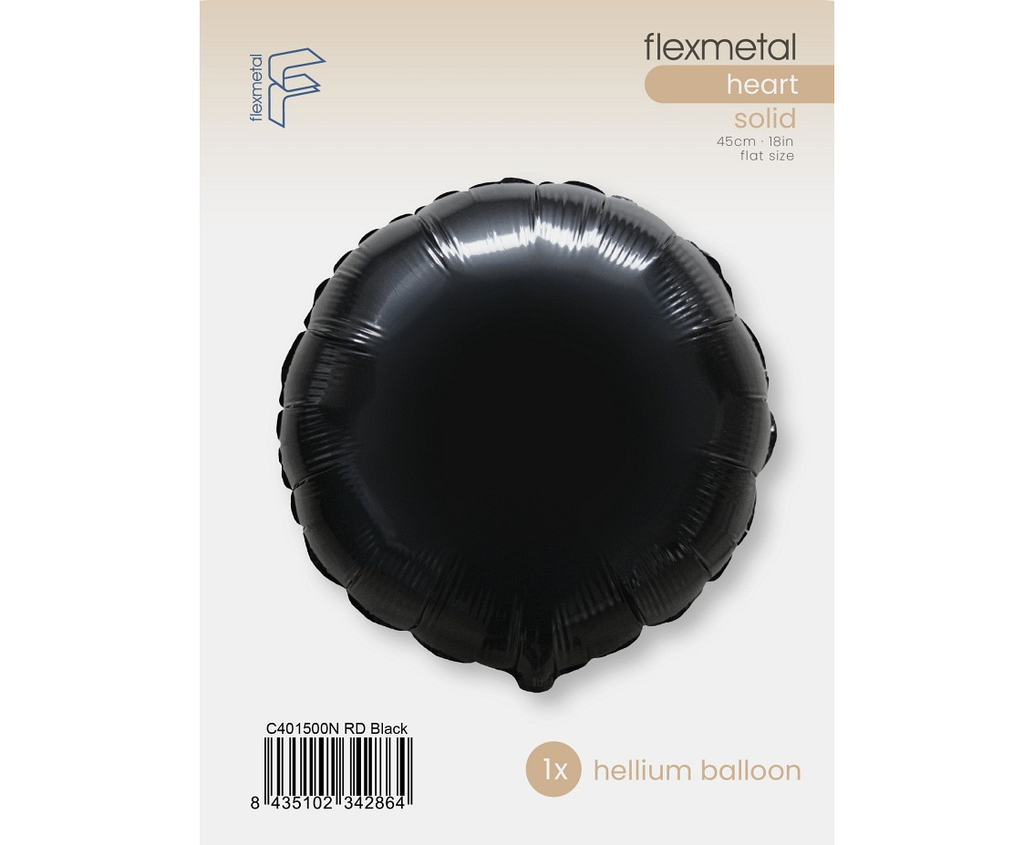 Foil Balloon 18" FX  - Round (black), packed
