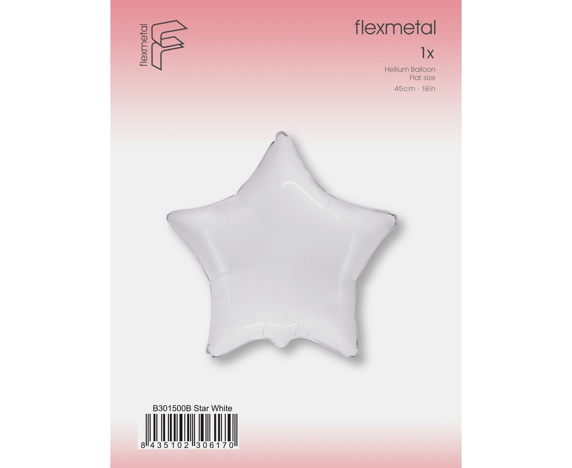 Foil Balloon 18" FX - Star (white), packed