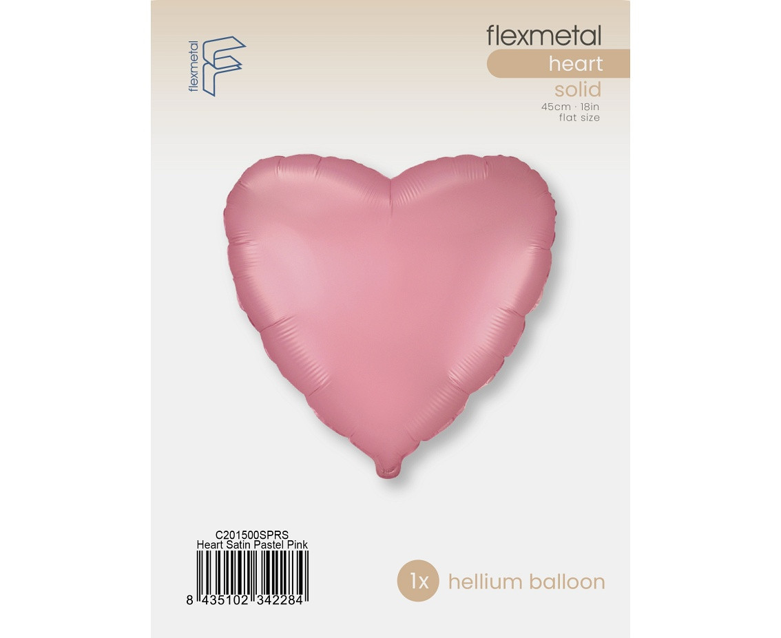 Foil Balloon 18" FX - Heart (satin pastel light pink), packed