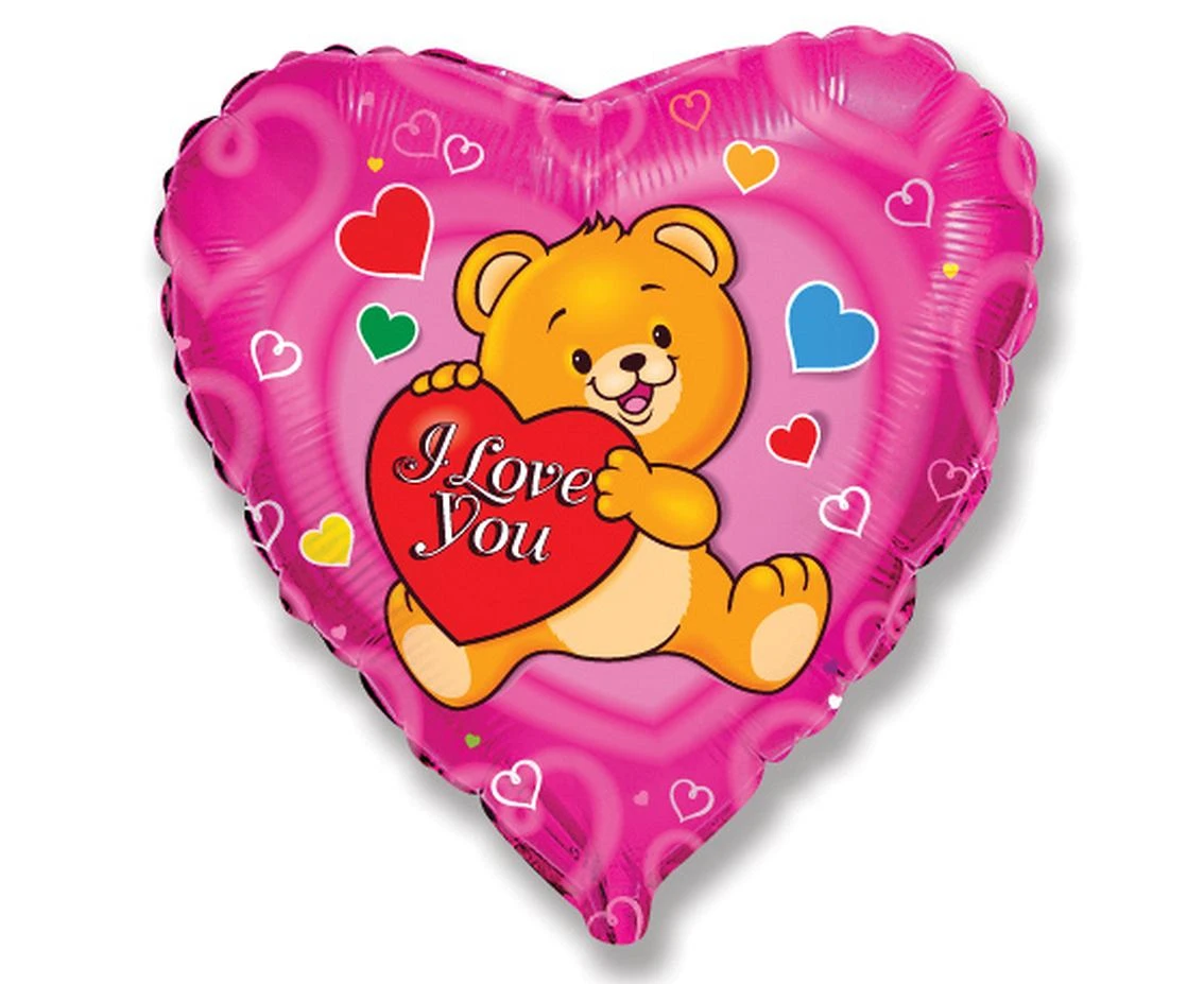 Foil Balloon  18" FX - Teddy Bear: I love you, packed EOL