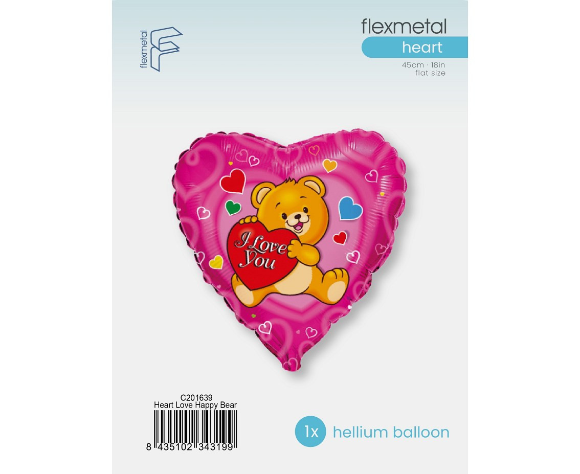 Foil Balloon  18" FX - Teddy Bear: I love you, packed EOL