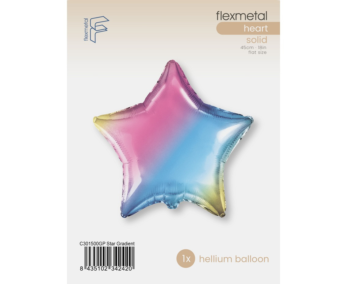 Foil Balloon 18" FX- Star (Pastel Gradient), packed