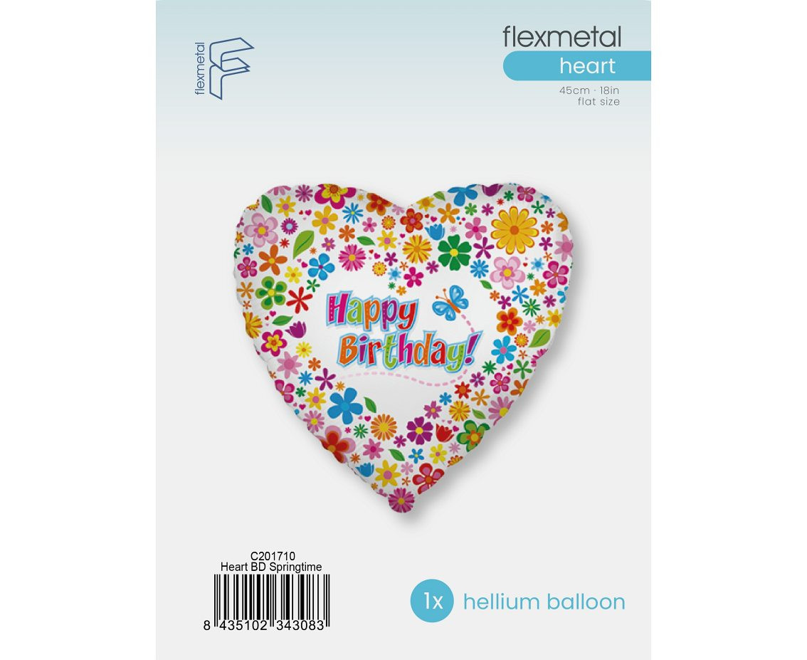 18" FX Foil Balloon - Happy Birthday (with Flowers), packed