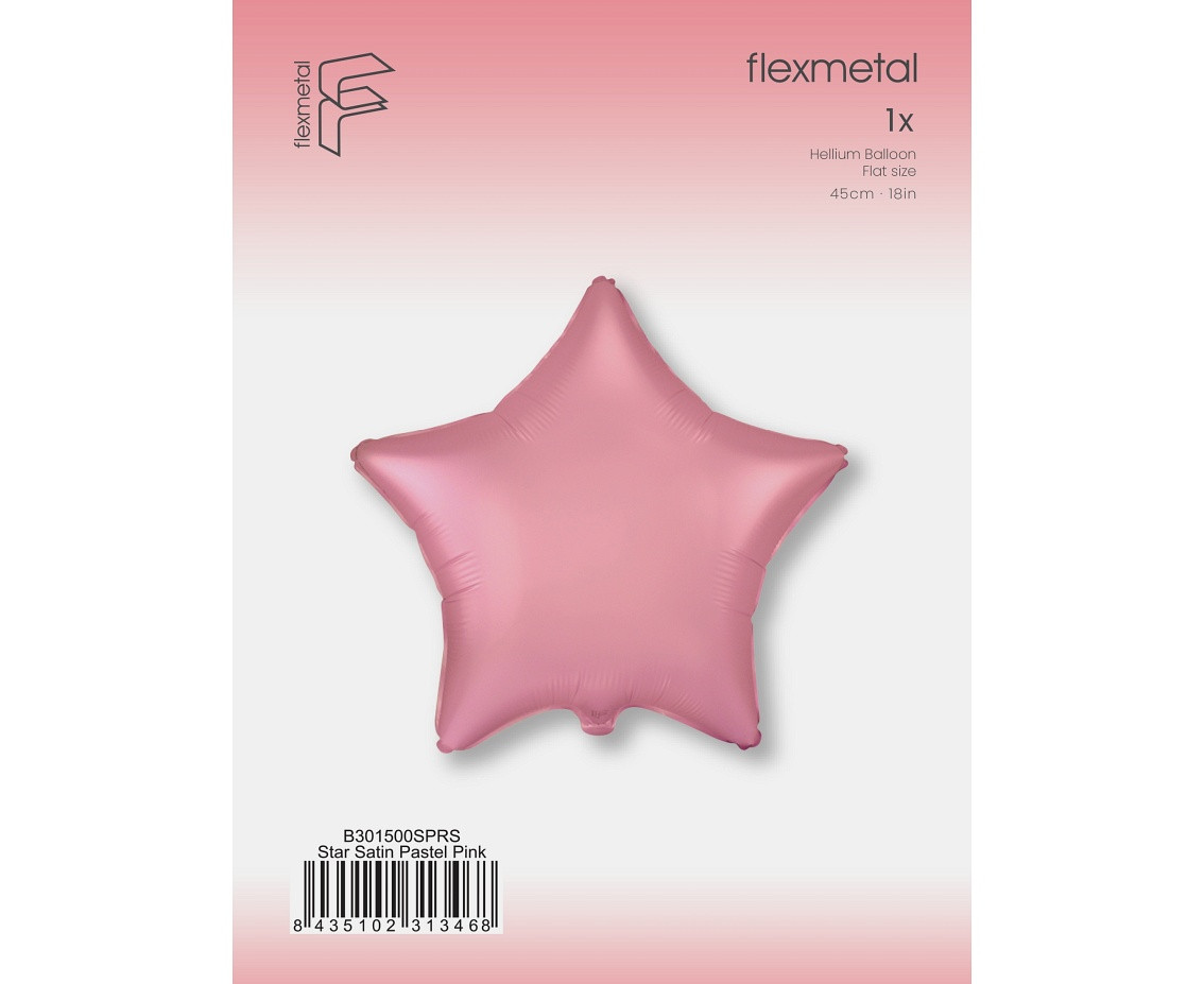 18" FX Foil Balloon - Star (Satin Light Pink Pastel), packed