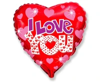 18" FX Foil Balloon - I Love You + Hearts, packed EOL