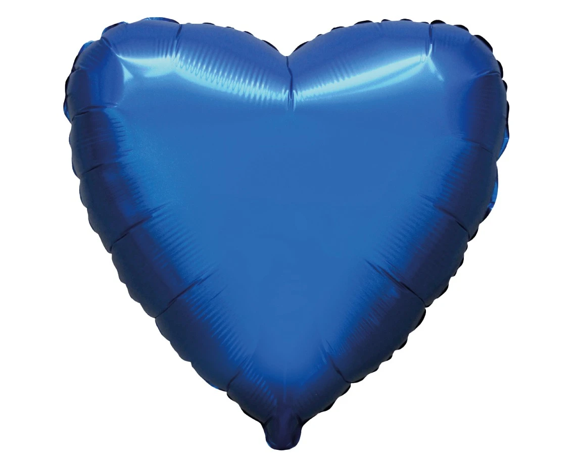 18" FX Foil Balloon - Heart (Satin Navy Blue), packed