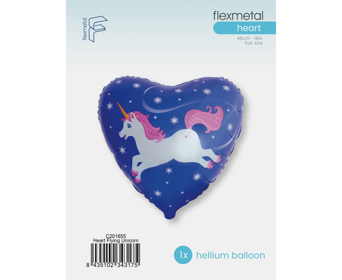 18" FX Foil Balloon - Flying Unicorn, packed EOL