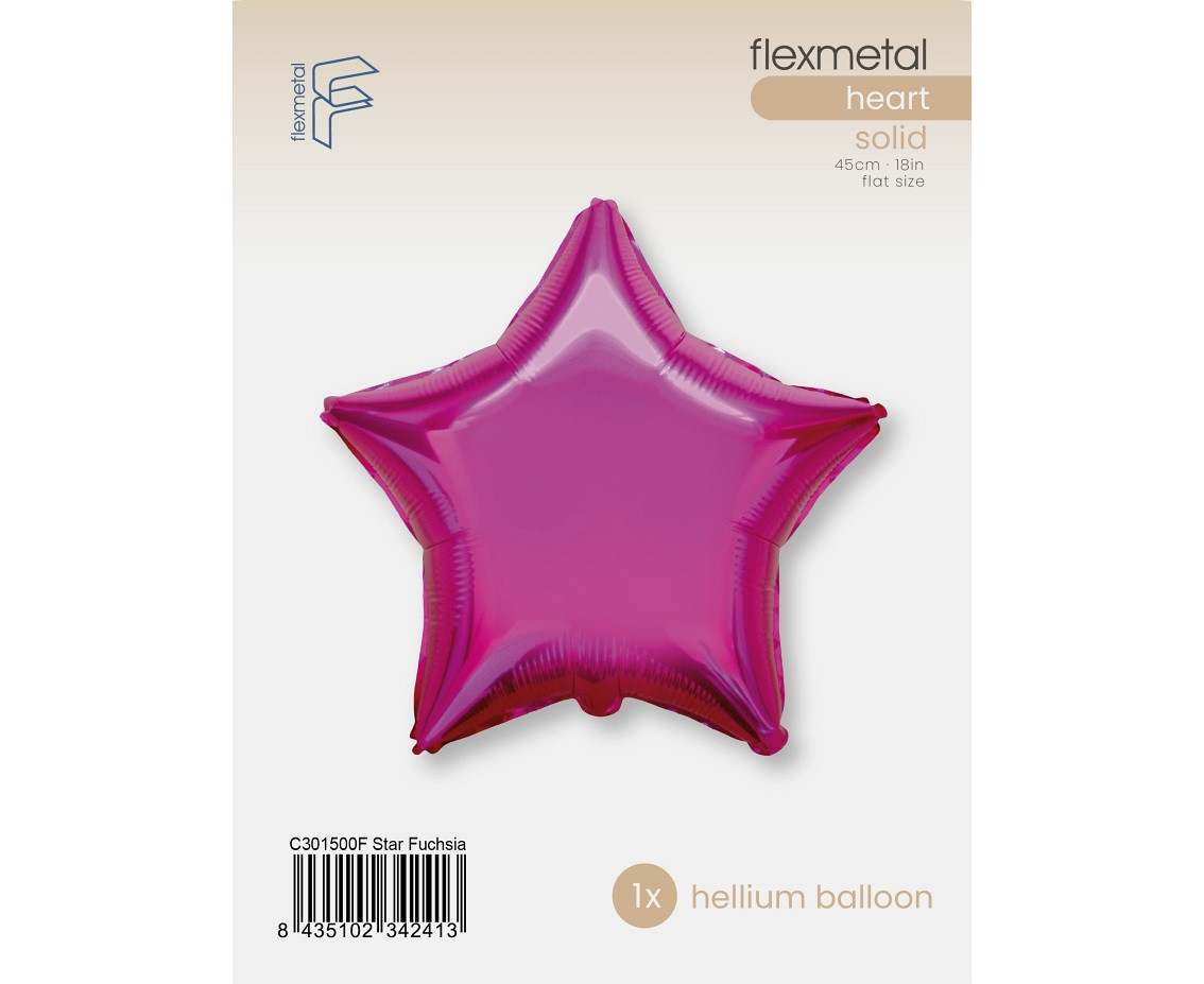 18" FX Foil Balloon - Star (dark pink), packed