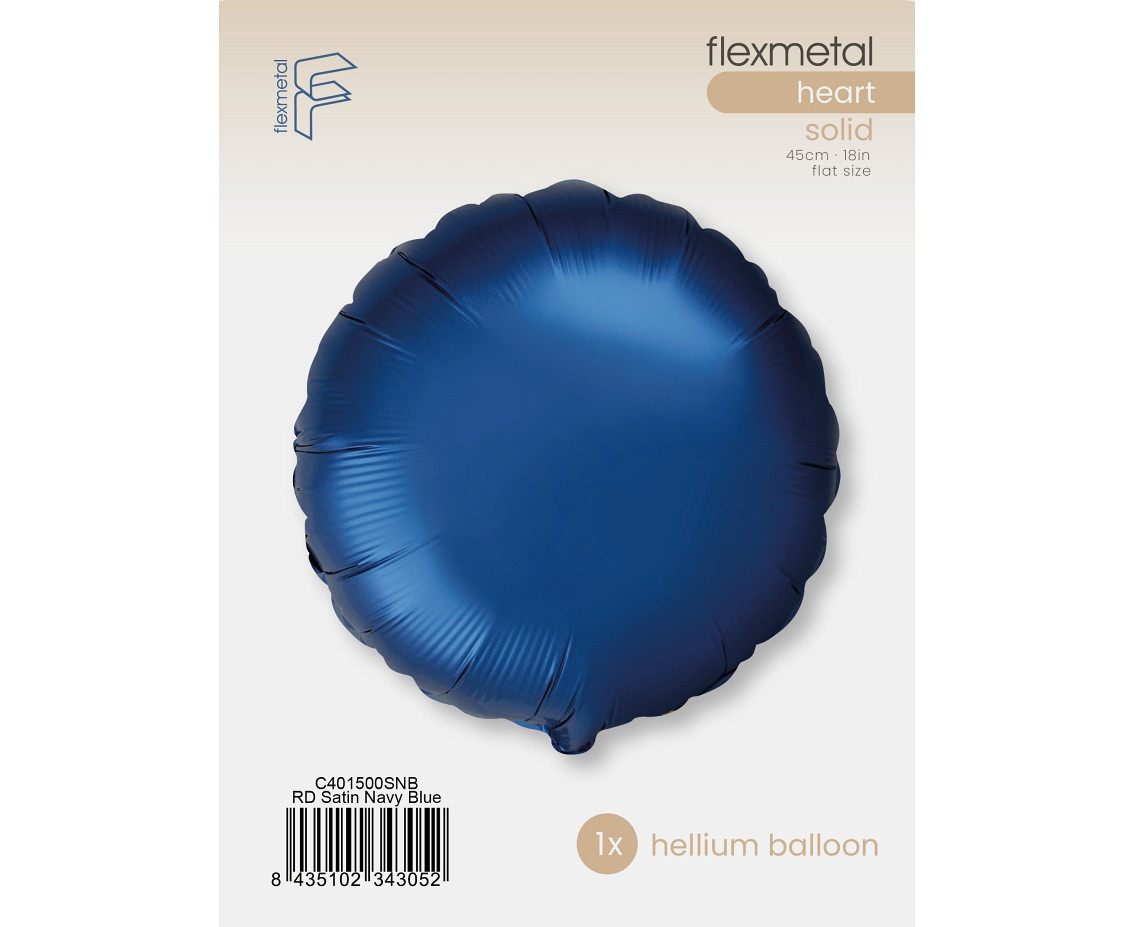 18" FX Foil Balloon - Round (Satin Navy Blue), packed EOL