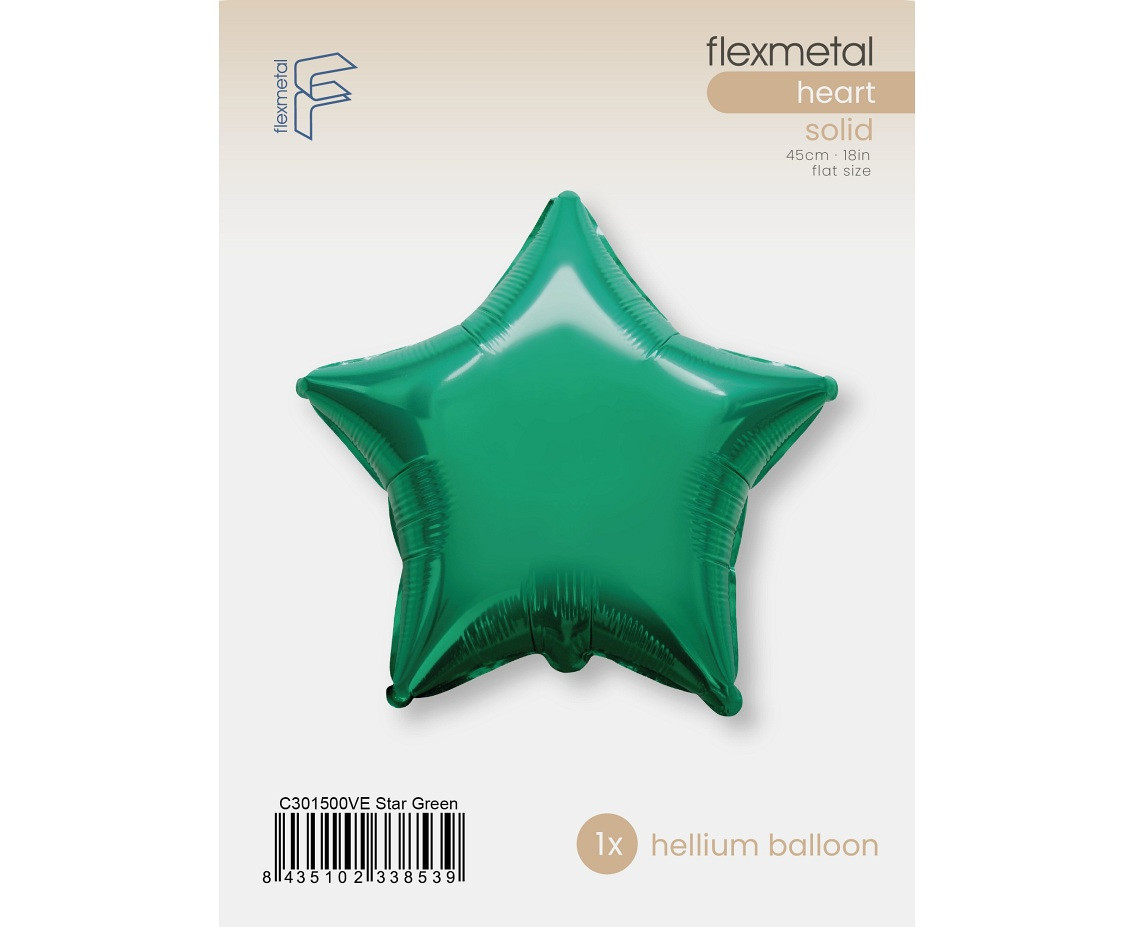 18" FX Foil Balloon - Star (green), packed