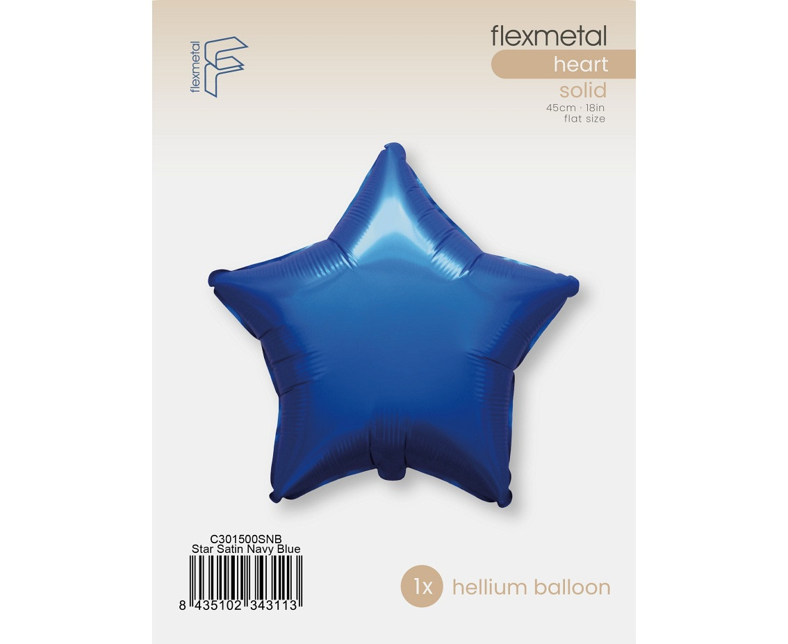 18" FX Foil Balloon - Star (Satin Navy Blue), packed