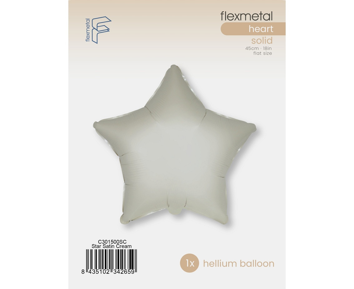 18" FX Foil Balloon - Star (Satin Cream Pastel), packed