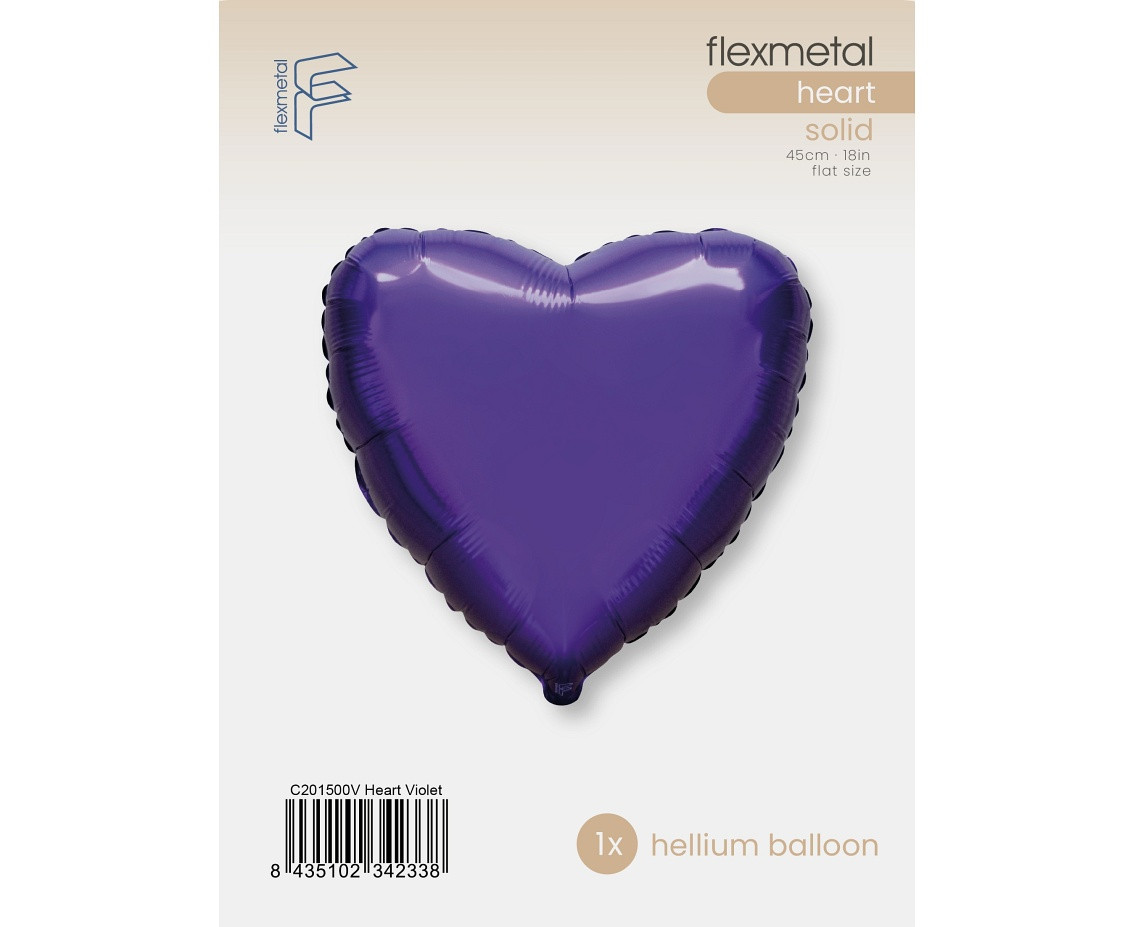 18" FX Foil Balloon - Heart (Purple), packed