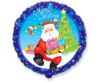 18" FX Foil Balloon - "Merry Christmas - Santa Claus with Presents" (Round), packed