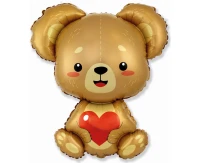 24" FX Foil Balloon - Teddy Bear with Heart, packed