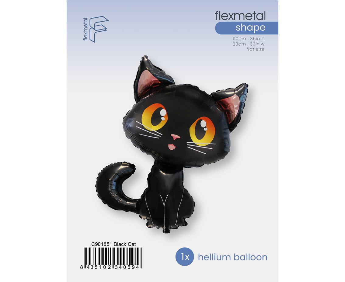 24" FX Foil Balloon - Black Cat, packed