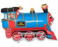 24" FX Foil Balloon - "Train" (blue), packed
