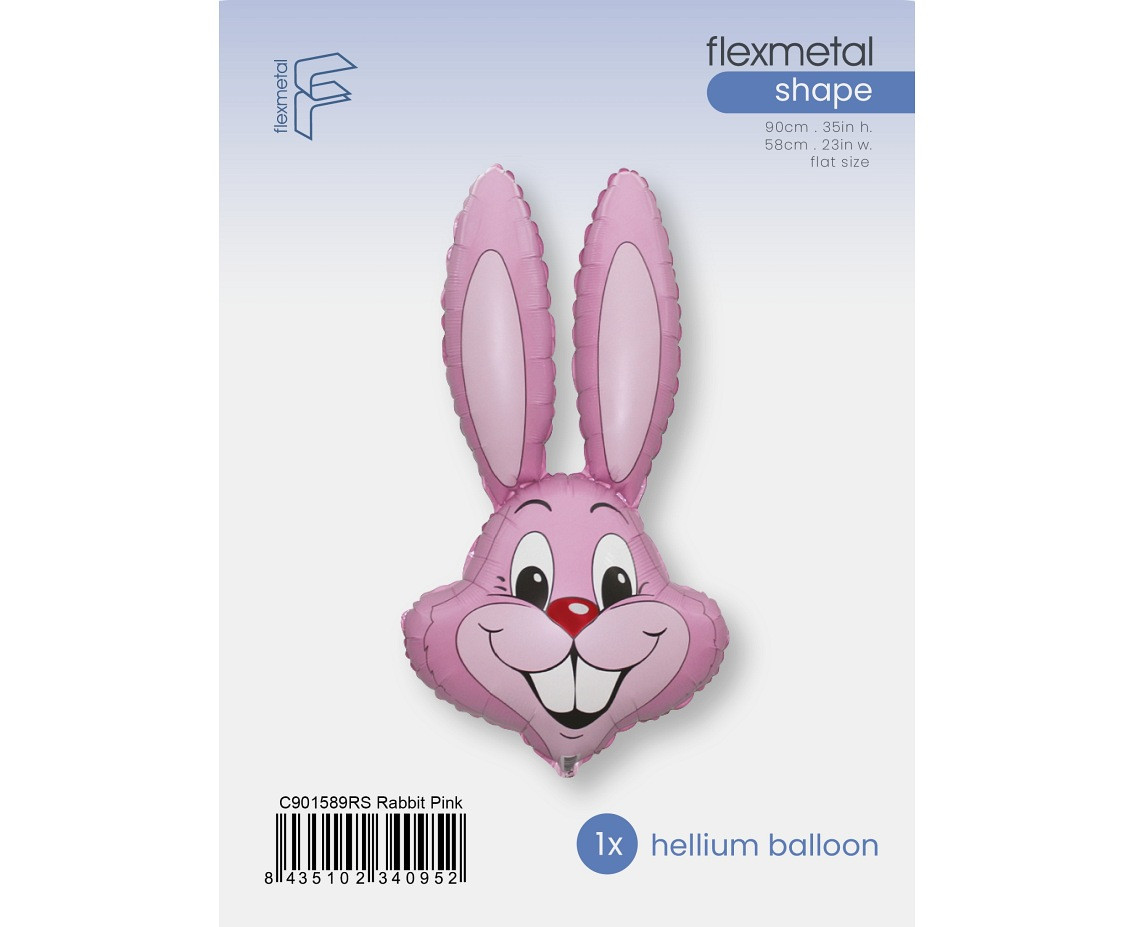 24" FX Foil Balloon - Rabbit (Light Pink), packed