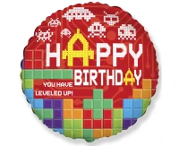 18" FX Foil Balloon - Happy Birthday - BRICKS, packed