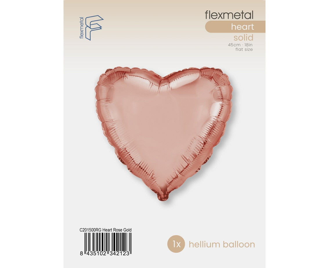 18" FX Foil Balloon - Heart (Rose Gold), packed