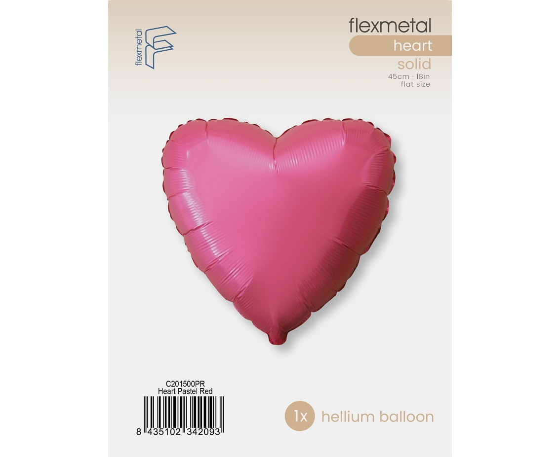 18" FX Foil Balloon - Heart (Pastel Red), packed