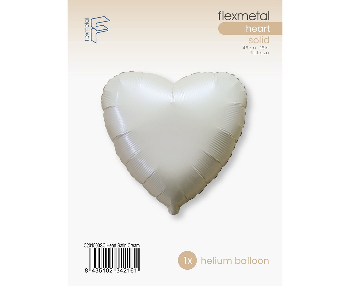Foil Balloon 18" FX - Heart (Satin Cream), packed