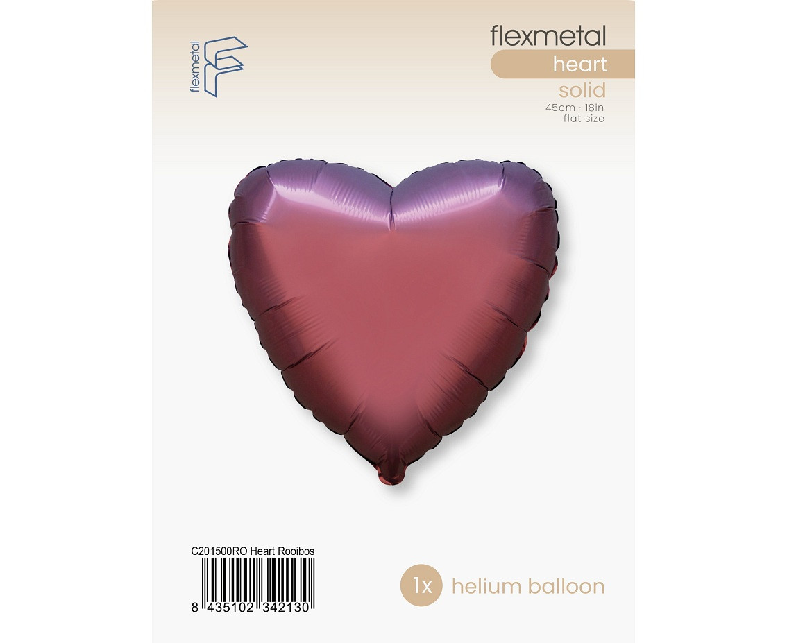 Foil Balloon 18" FX - Heart (Rooibos), packed EOL